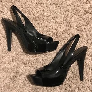 Jessica Simpson black platform heels